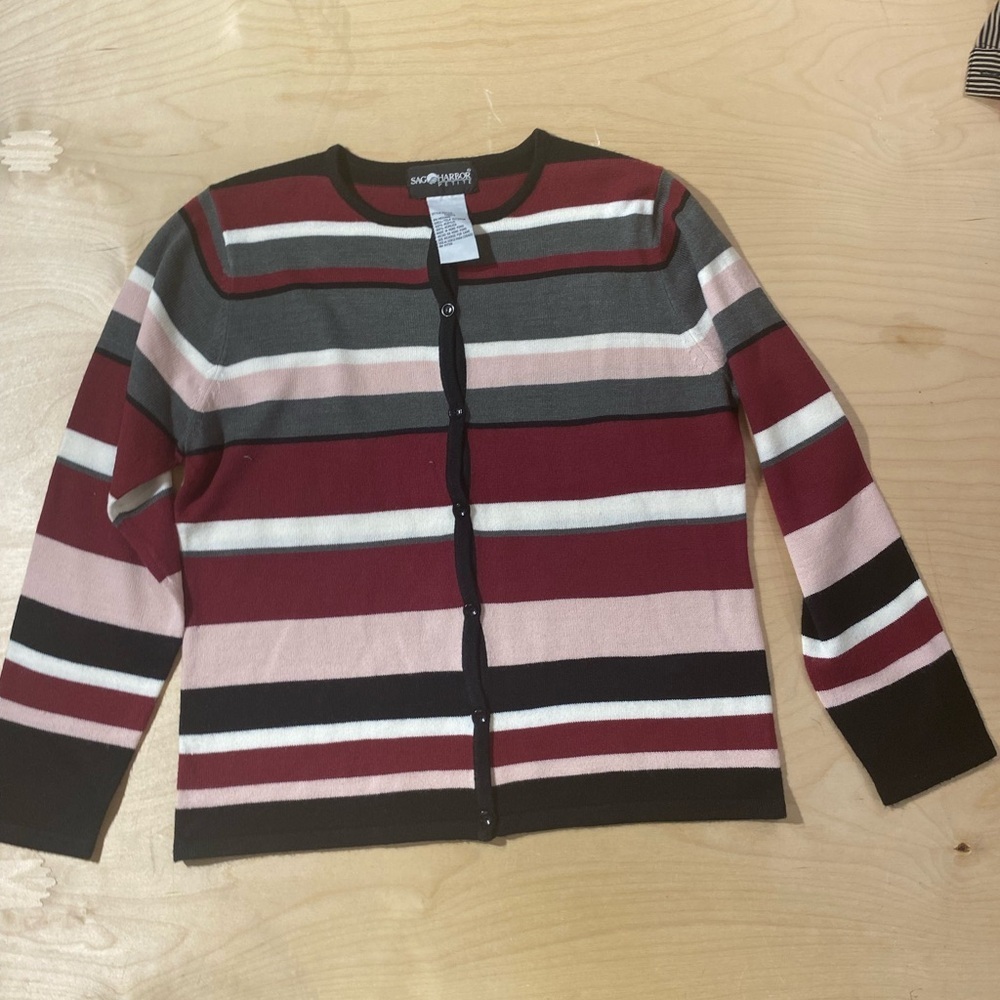 Sag Harbor Multicolor Striped Cardigan PM (QM)